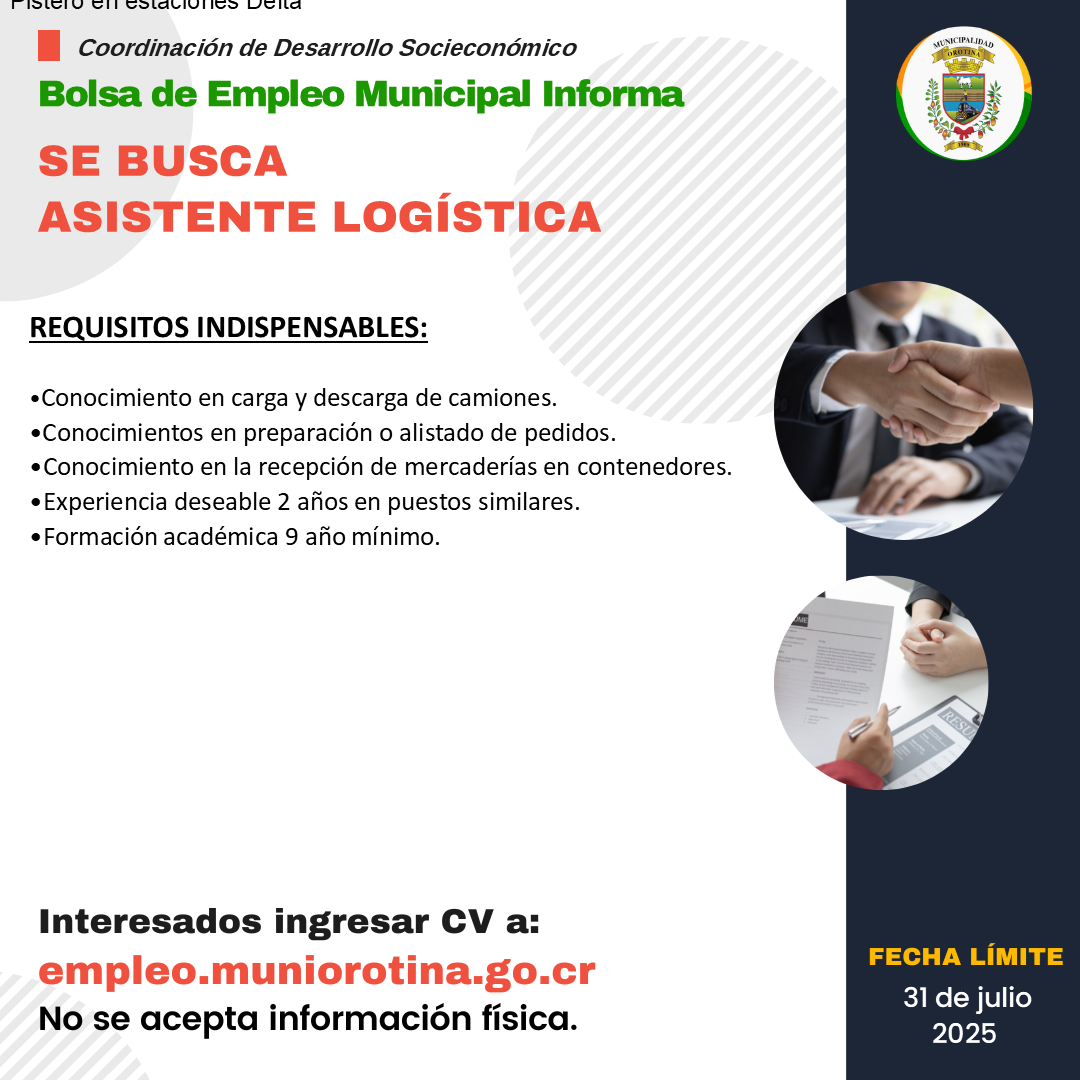 ASESOR DE SEGURIDAD, ASISTENTE DE LOGISTICA Y TECNICO ELECTROMECÁNICO